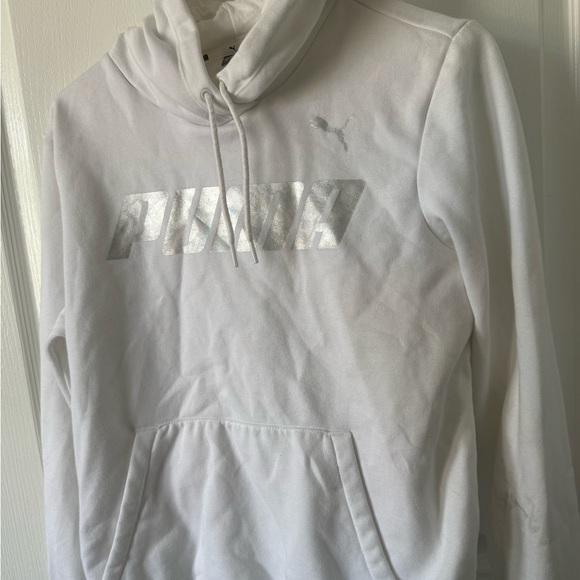 Puma White Hoodie with Silver Logo - Picture 1 of 6